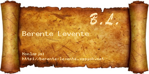 Berente Levente névjegykártya